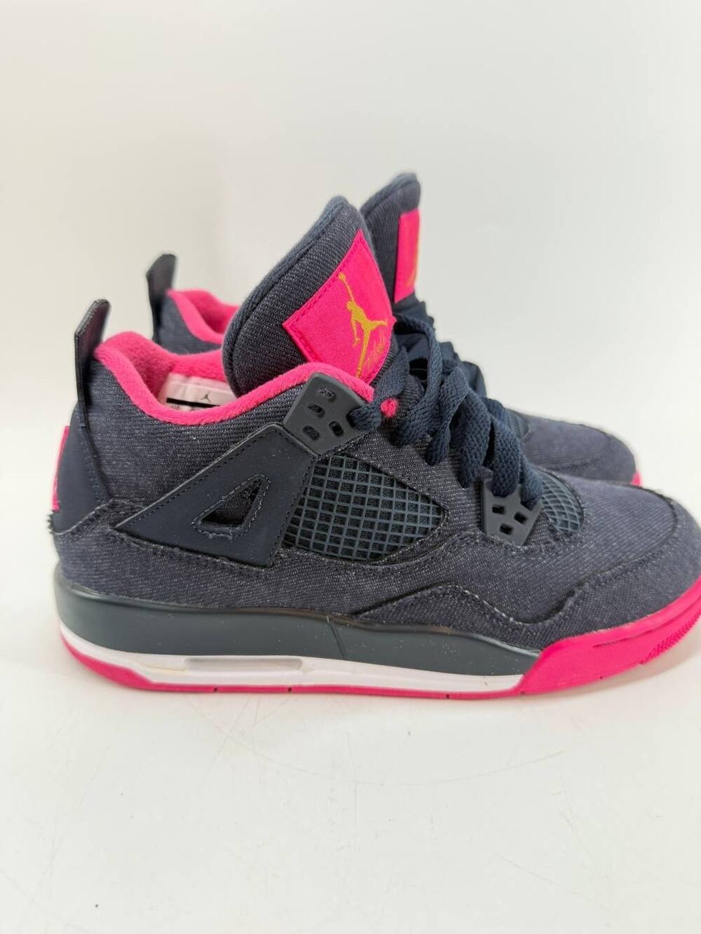 Nike Air Jordan 4 Retro GS Denim Pink Black Sneakers Youth 5Y Womens 6.5